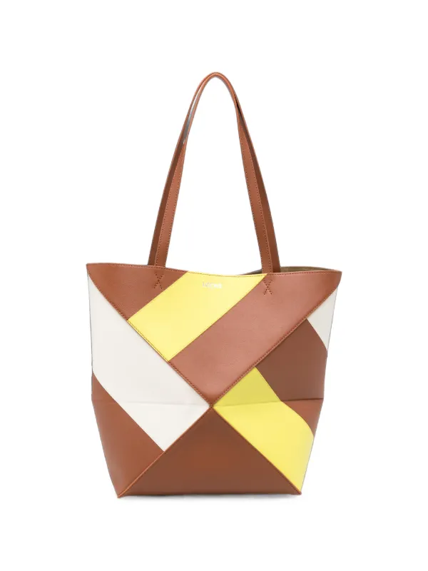 Loewe Puzzle Patchwork Tote Bag in Brown