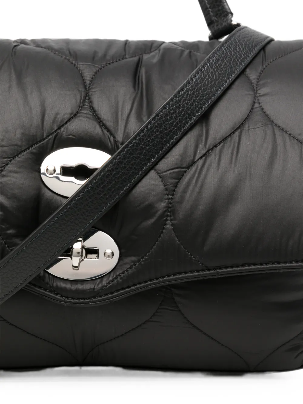 Zanellato Gewatteerde clutch met leren afwerking Zwart