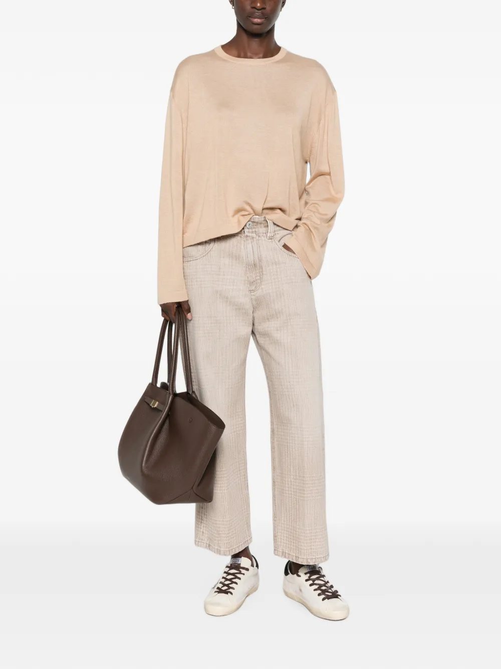 Brunello Cucinelli Prince of Wales geruite jeans Beige