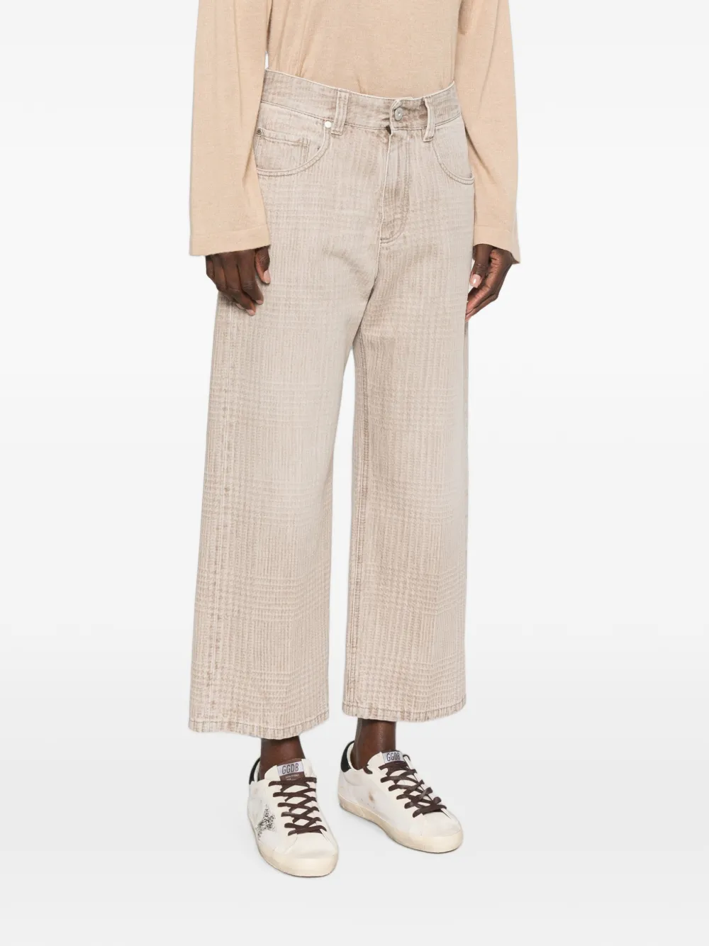 Brunello Cucinelli Prince of Wales geruite jeans Beige