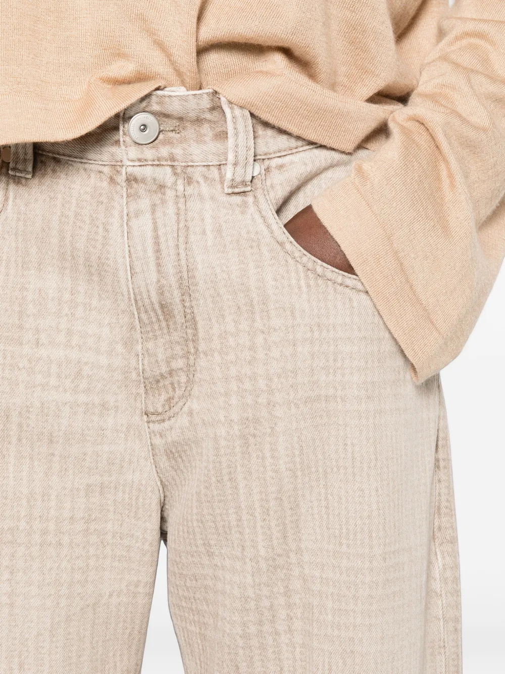 Brunello Cucinelli Prince of Wales geruite jeans Beige