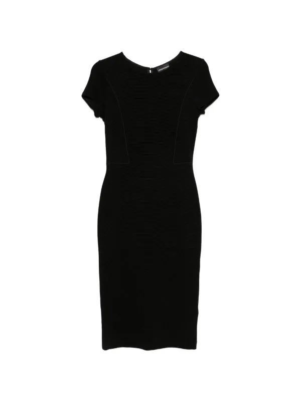 Emporio Armani Short-sleeve Fitted Dress in Black
