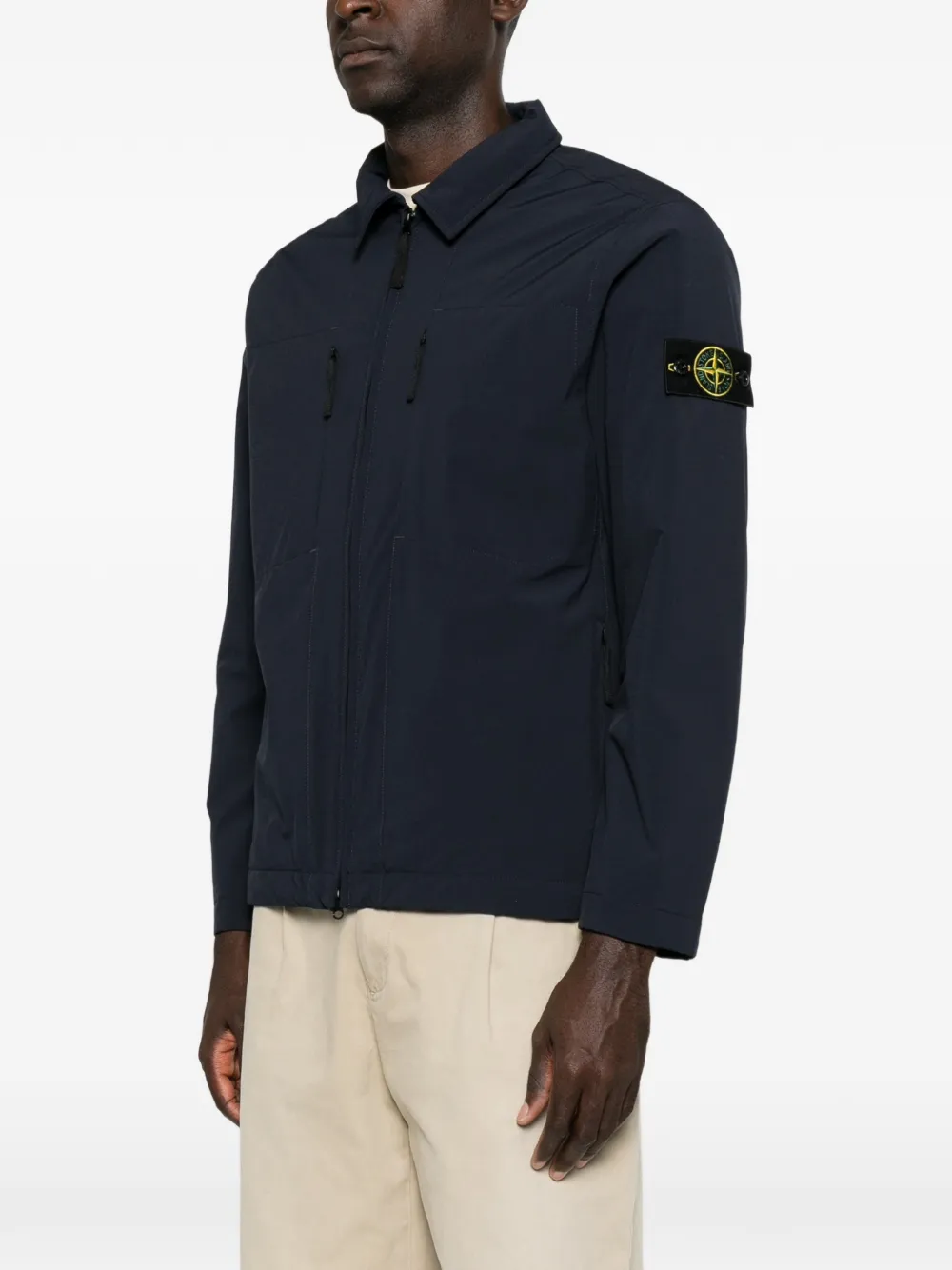 Stone Island Jack met logopatch Blauw