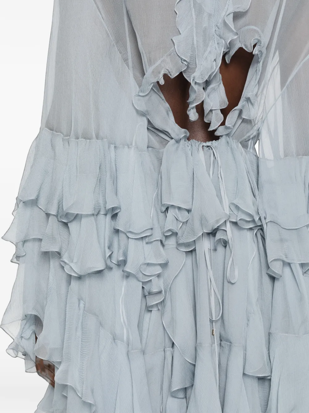 Chloé Zijden mousseline mini-jurk met ruches Blauw
