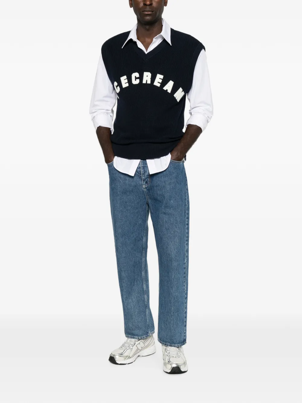 ICECREAM Hemd met logopatch Blauw