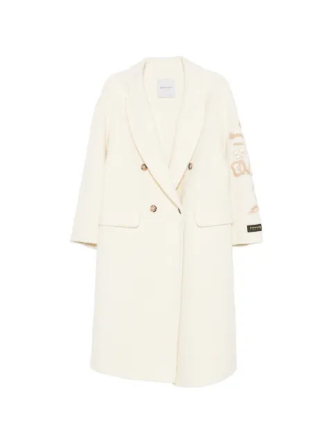 ERMANNO FIRENZE floral-embroidered double-breasted coat