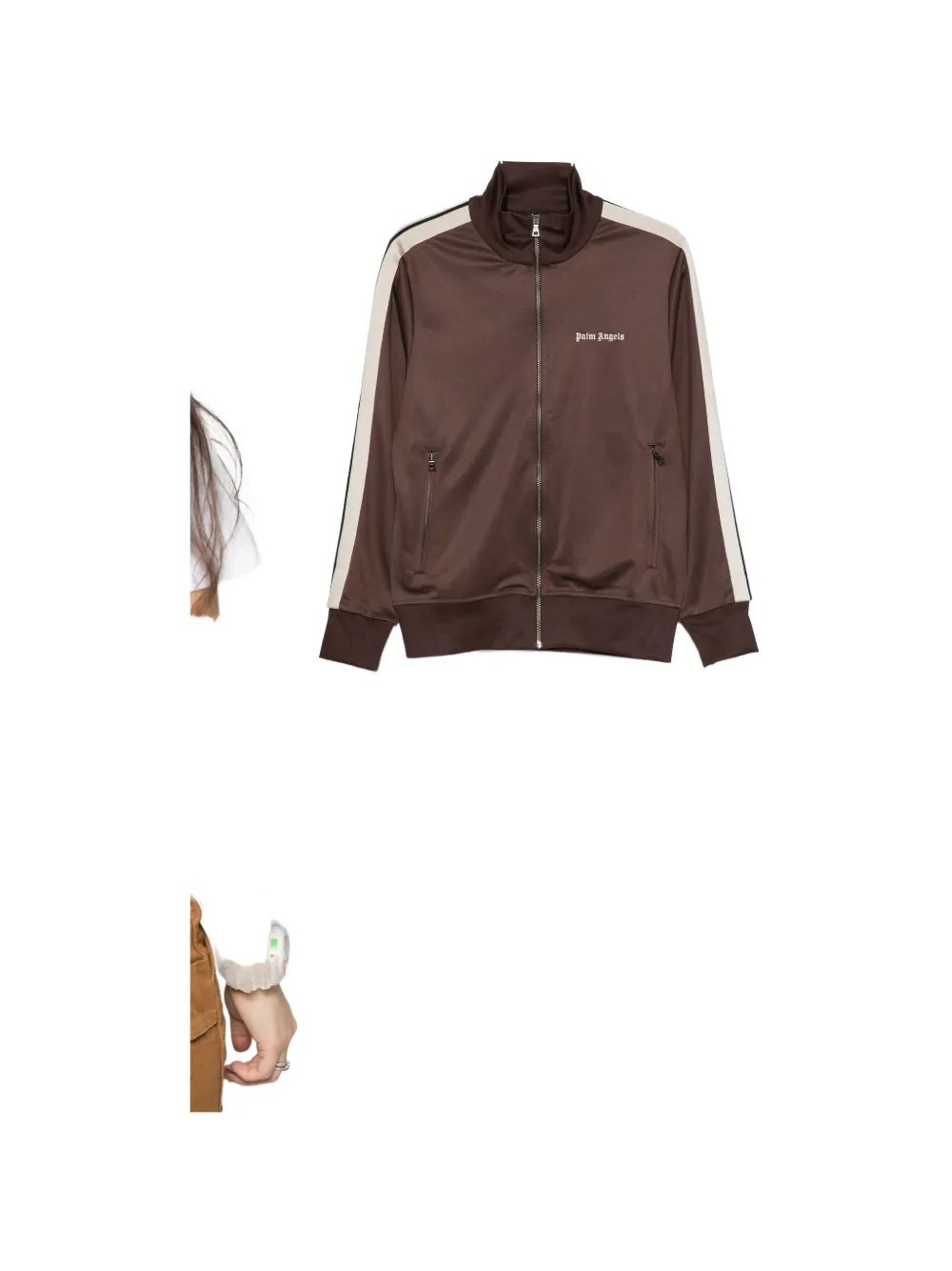 Palm Angels logo-print side-stripe jacket - Braun