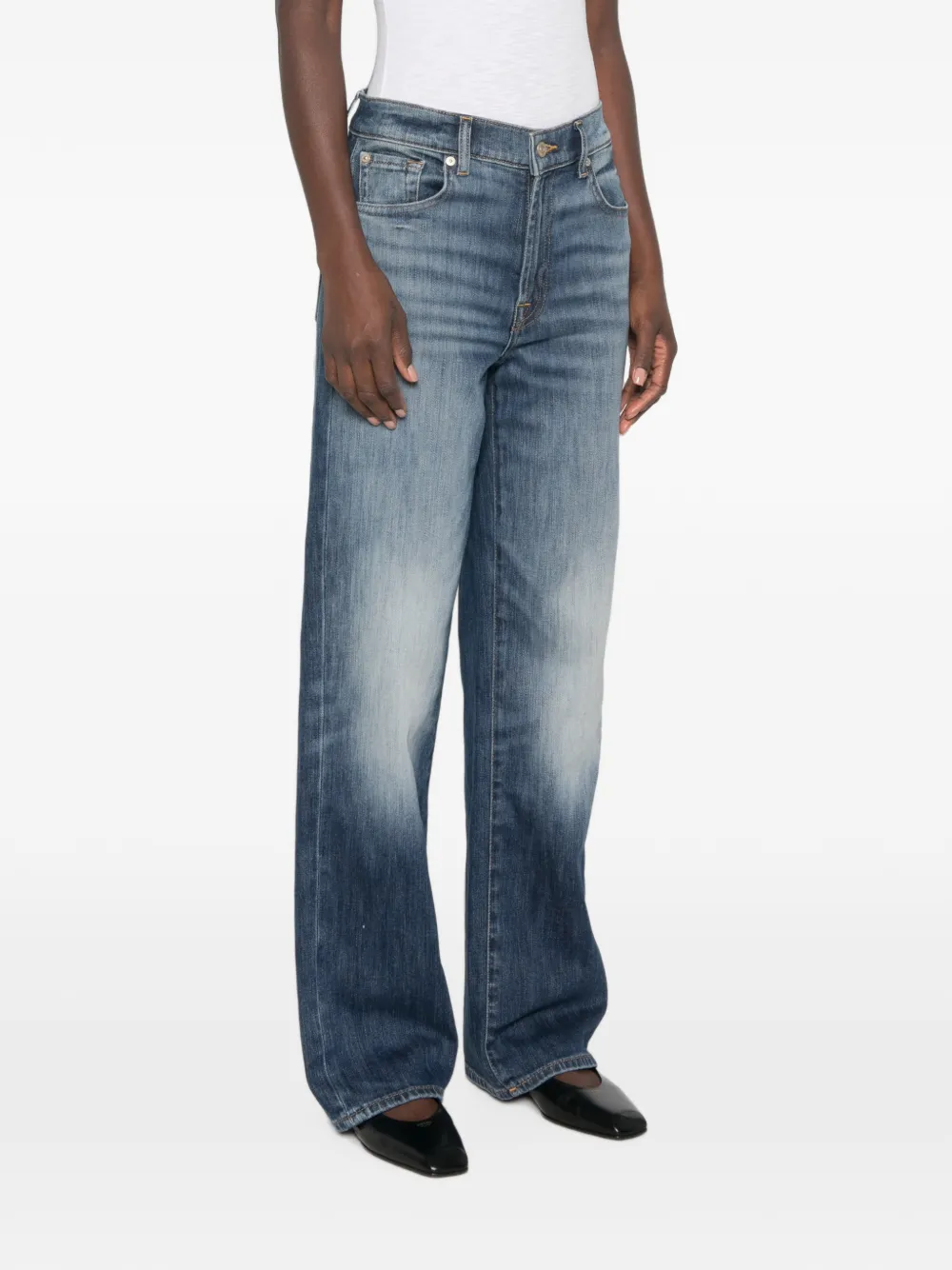 7 For All Mankind Straight jeans met vervaagd effect Blauw