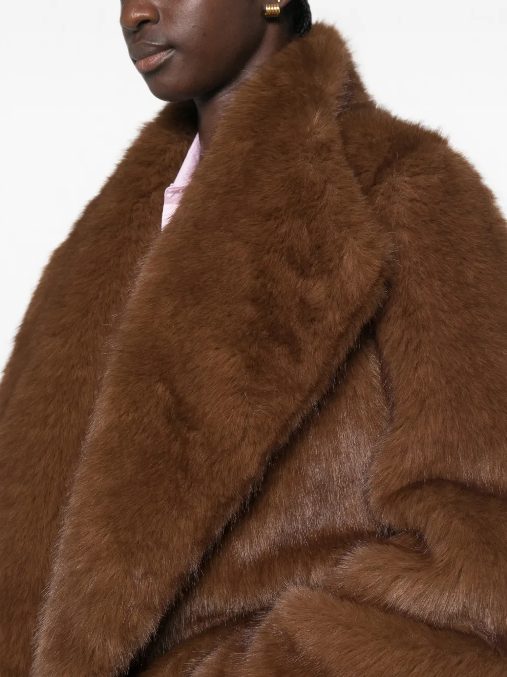 BB Couture Jas met revers en imitatiebont Bruin