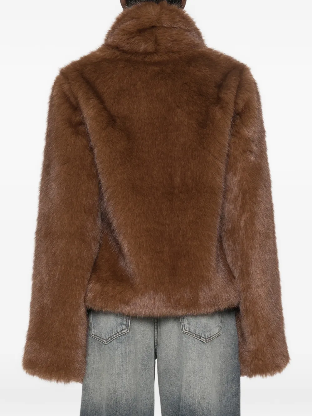BB Couture Jas met revers en imitatiebont Bruin
