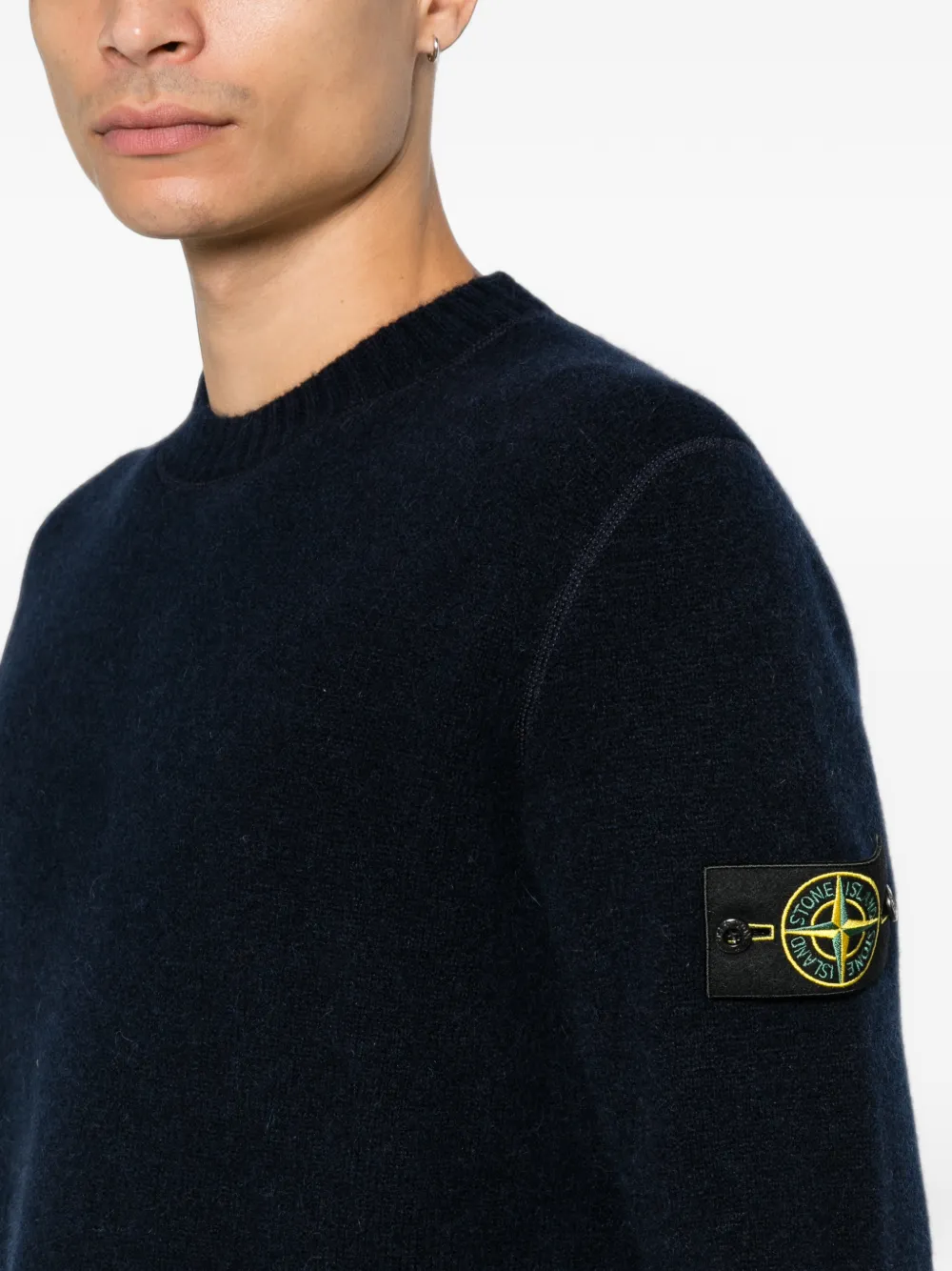 Stone Island logo-patch sweater Blauw