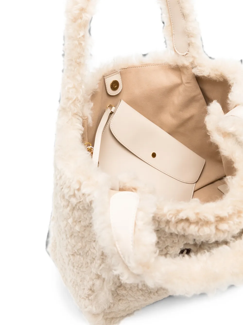Stella McCartney Shopper met geborduurd logo Beige