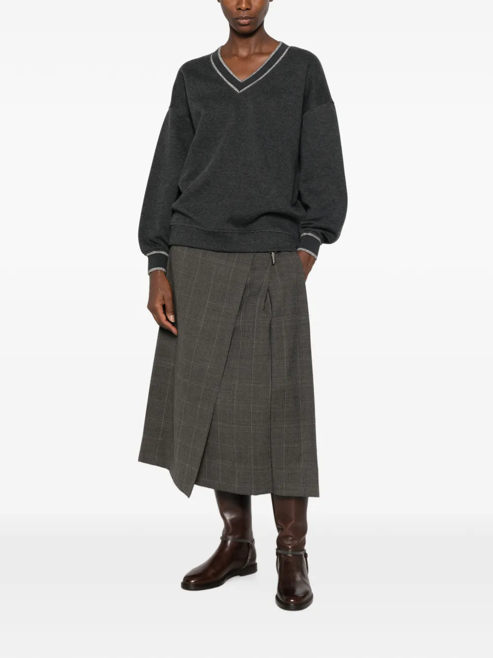 Brunello Cucinelli Sweater met V-hals Grijs