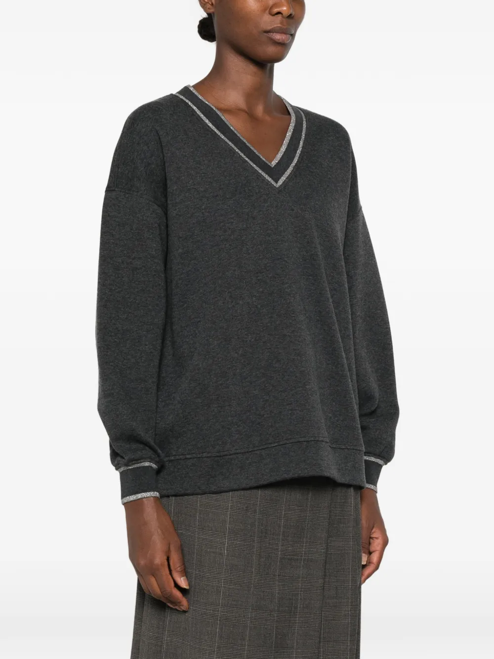Brunello Cucinelli Sweater met V-hals Grijs