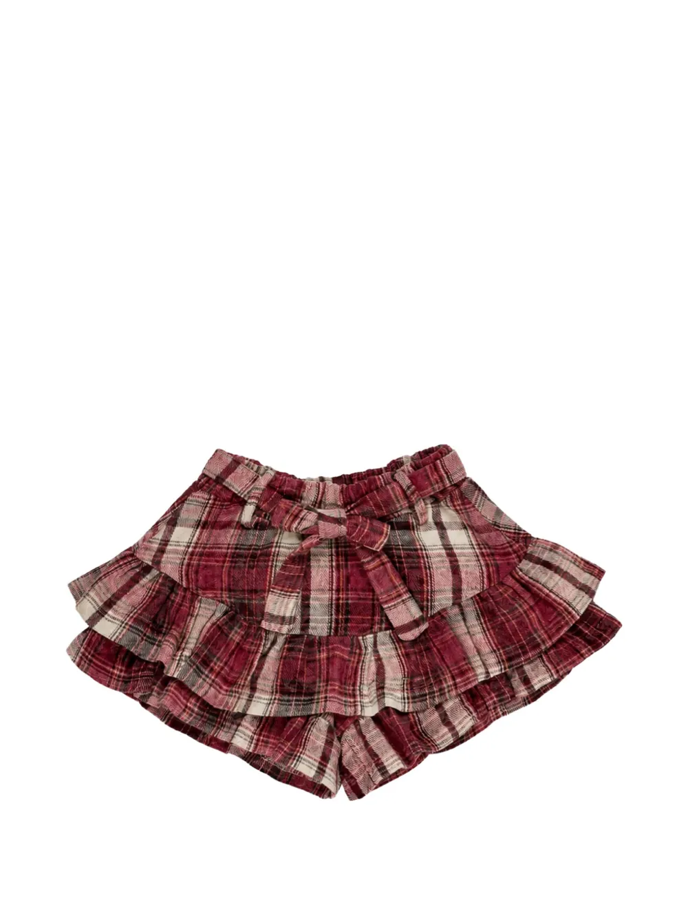 Miss Grant Kids check-pattern ruffled shorts - Rot