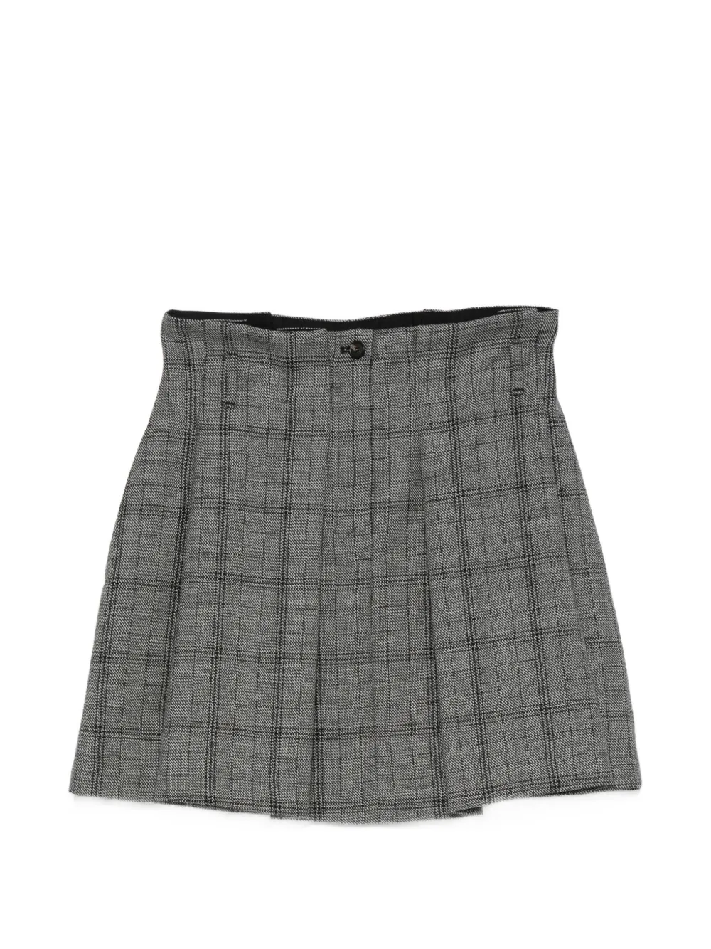 Tela check-pattern pleated mini skirt