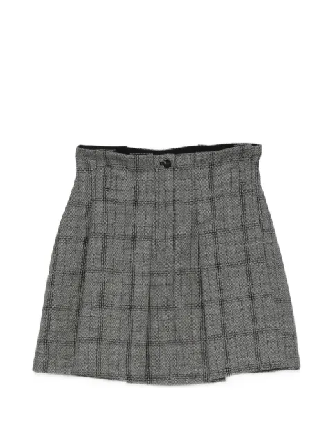 Tela check-pattern pleated mini skirt