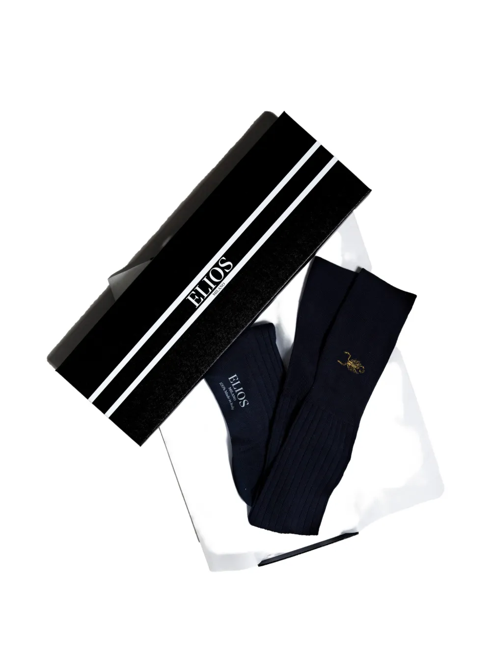 Elios Milano scorpion-embroidered ribbed socks - Blu