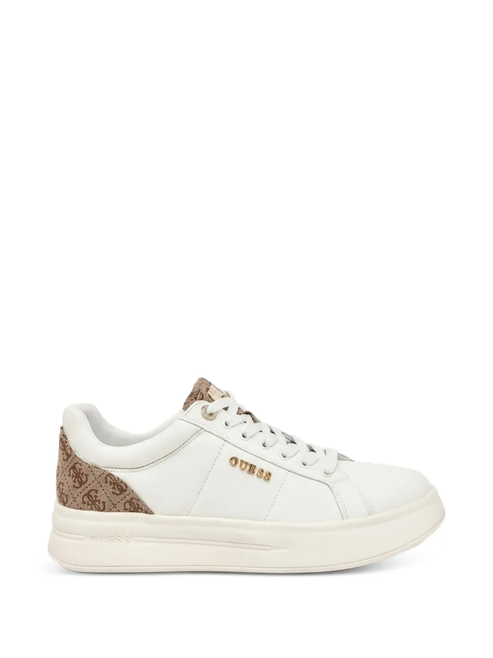 Guess Usa Logo-plaque Monogram-panel Sneakers In White