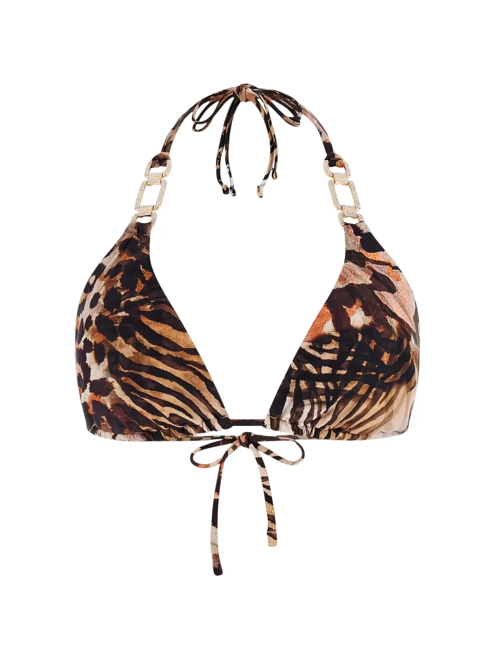 GUESS USA animal-print triangle bikini top - Marrone