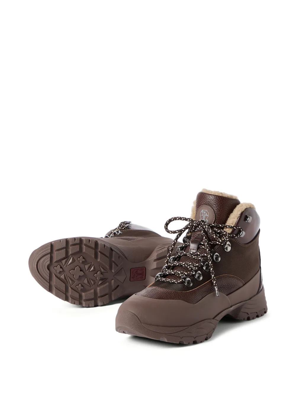 Brunello Cucinelli shearling-lined panelled boots Bruin