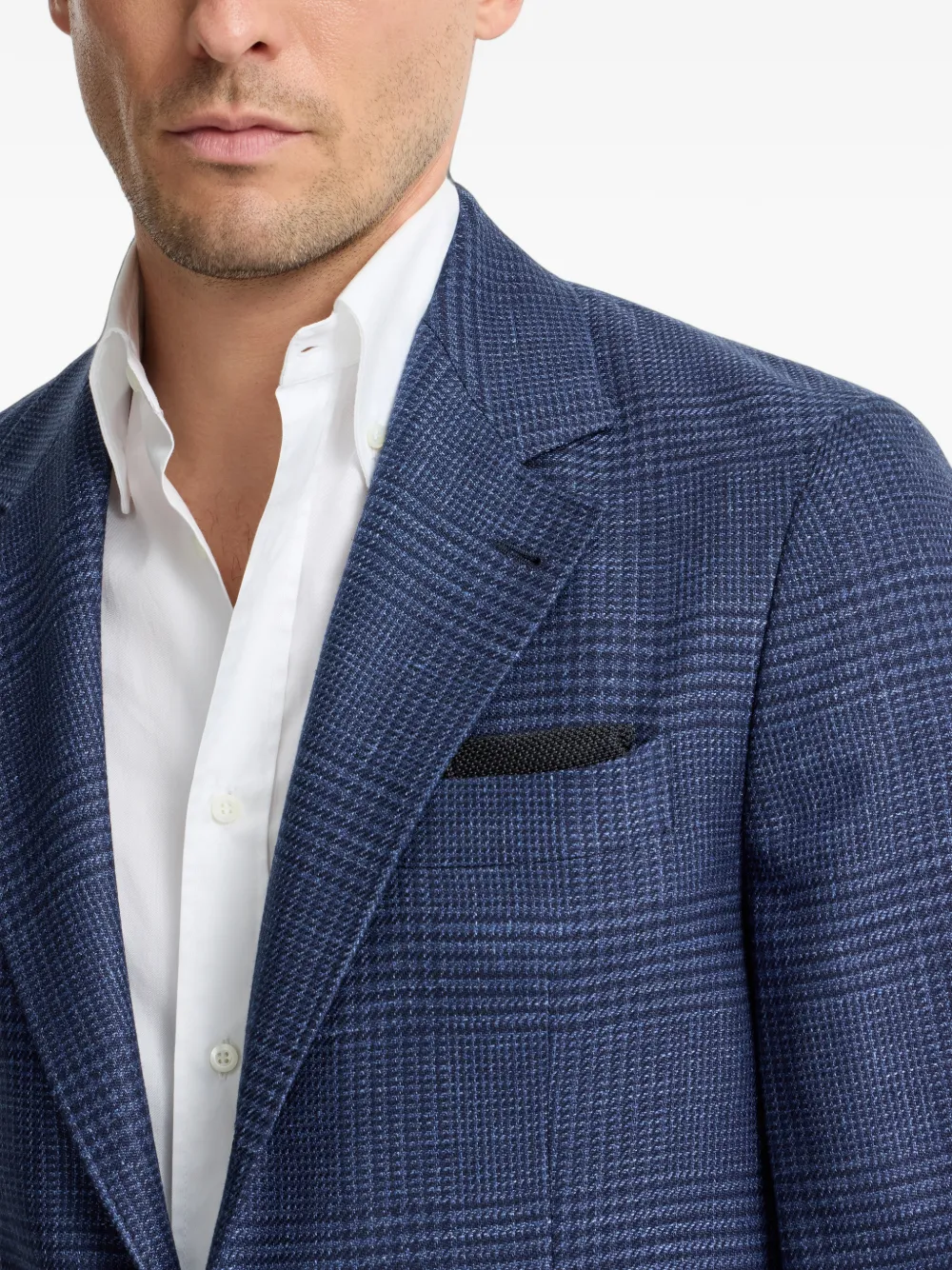 Brunello Cucinelli Zijden gebreide pochet met geborduurd logo Blauw