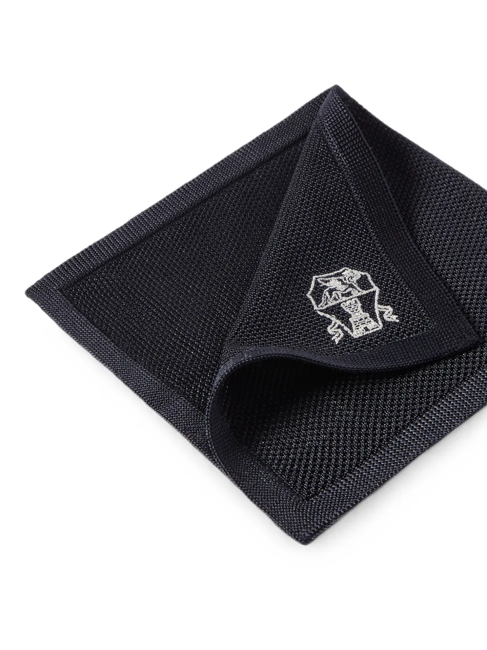 Brunello Cucinelli Zijden gebreide pochet met geborduurd logo Blauw