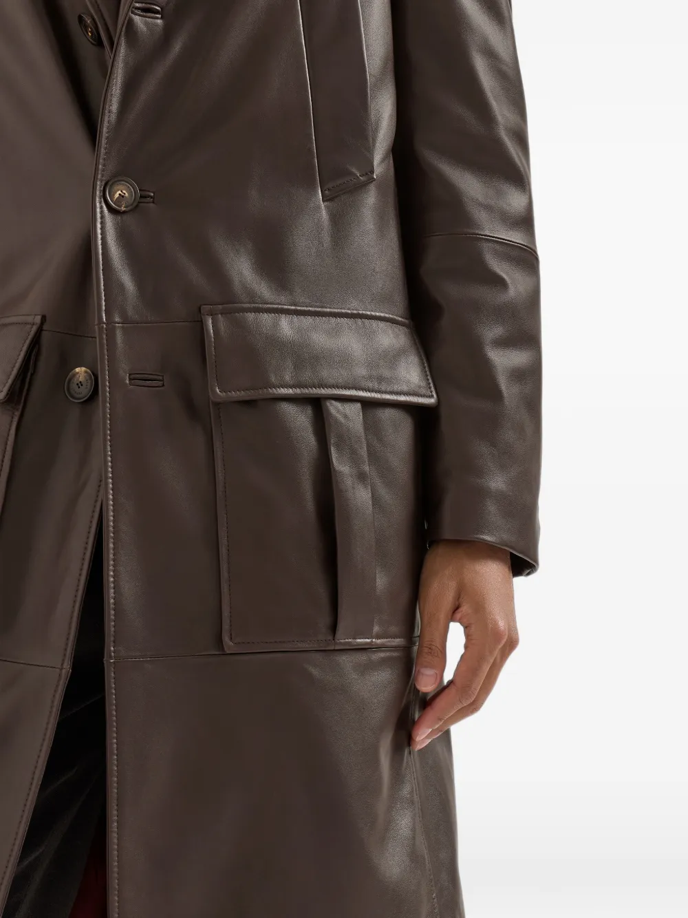 Brunello Cucinelli Jas van nappa leer Bruin