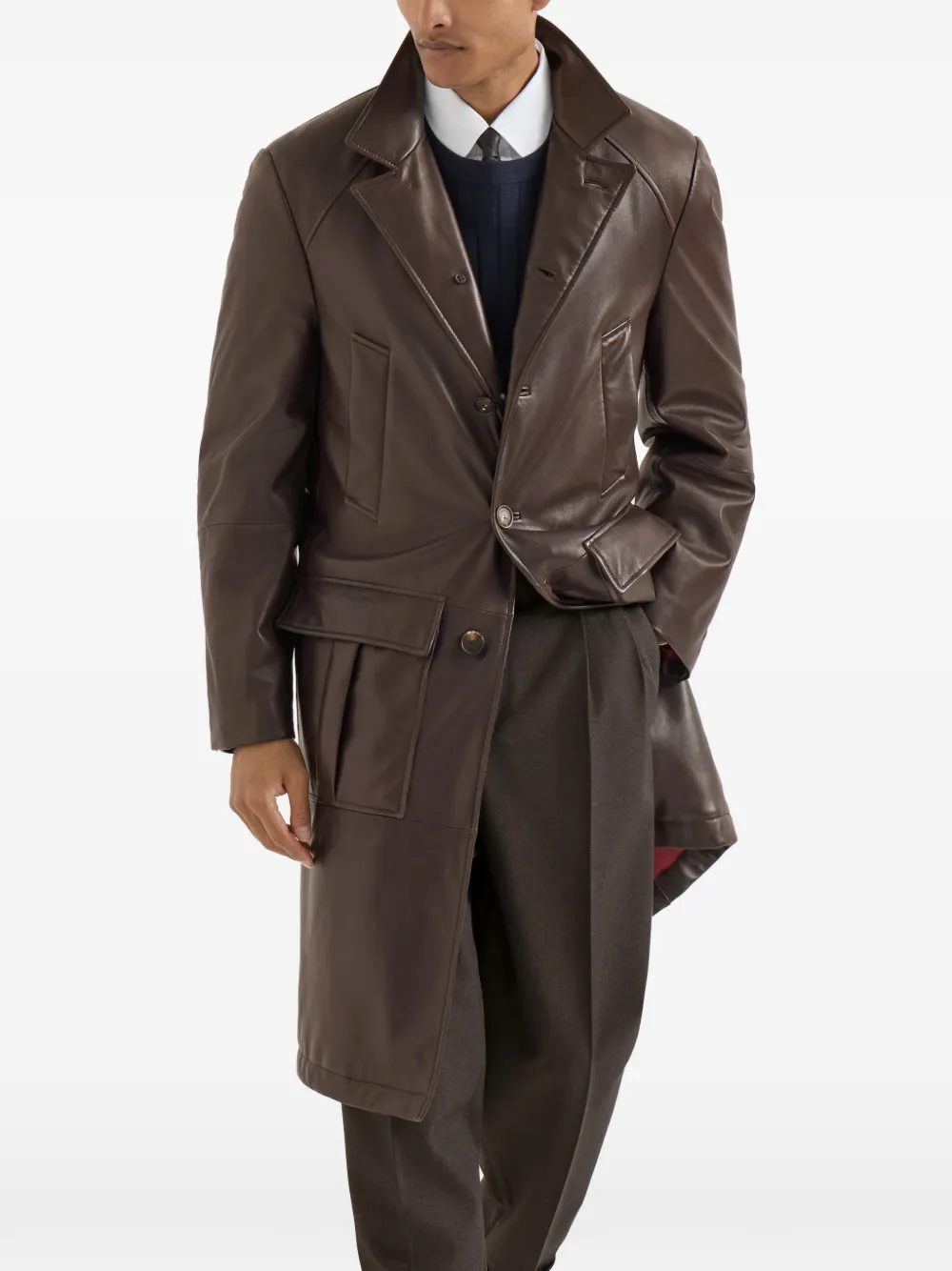 Brunello Cucinelli Jas van nappa leer Bruin