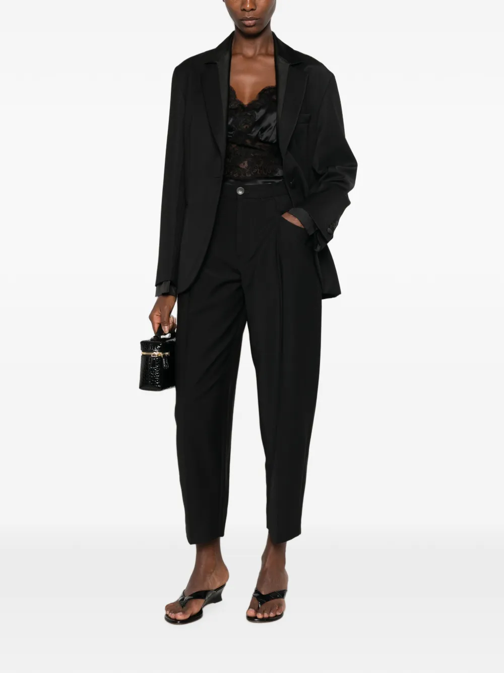 Tela Blazer met enkele rij knopen Zwart