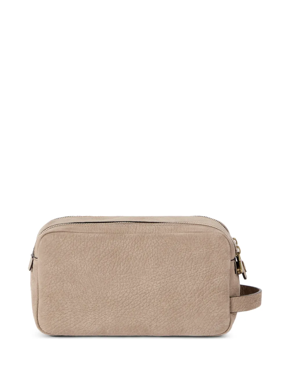 Brunello Cucinelli Nubuck toilettas met textuur en dubbele rits Beige
