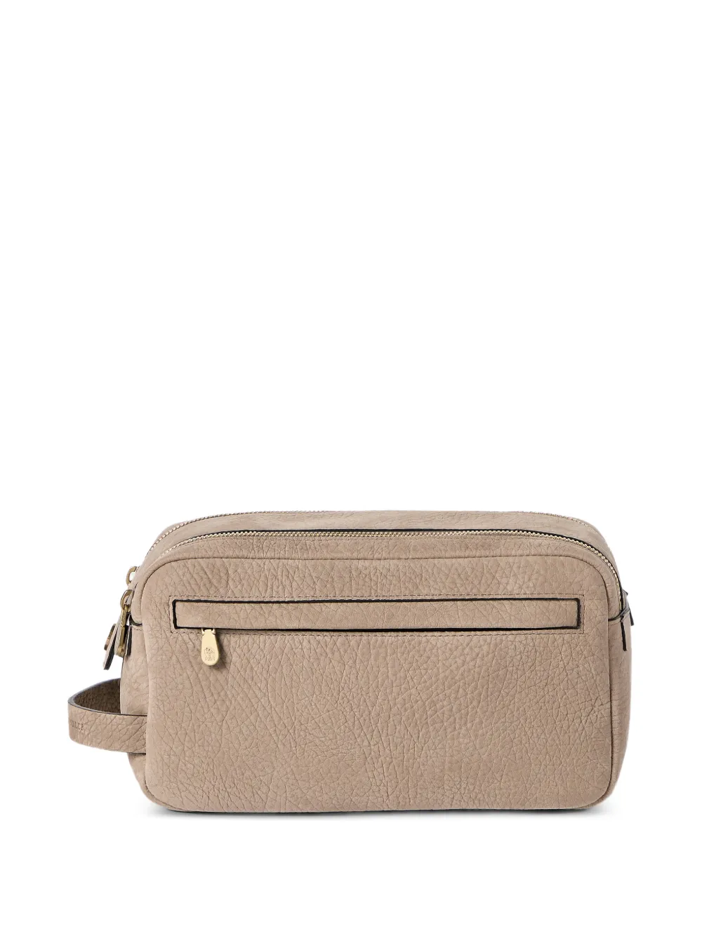 Brunello Cucinelli Nubuck toilettas met textuur en dubbele rits Beige