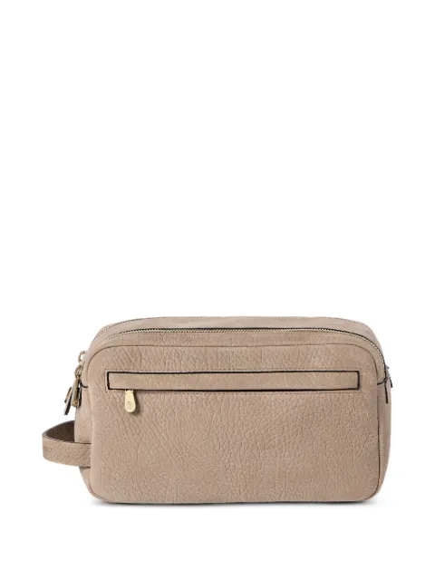 Brunello Cucinelli textured nubuck beauty case with double zipper