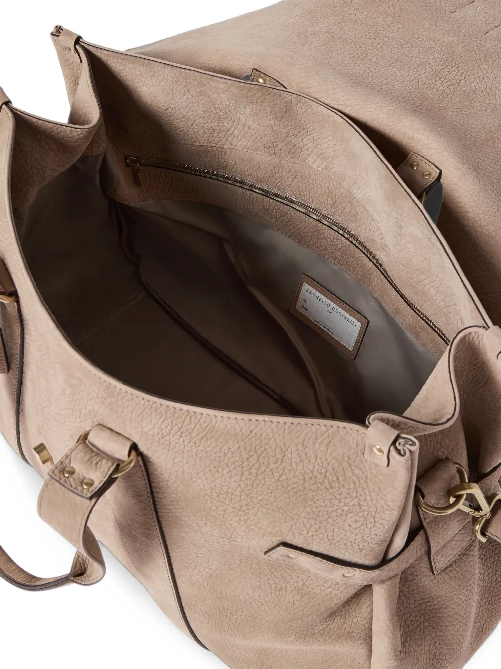 Brunello Cucinelli Nubuck weekendtas met textuur Beige