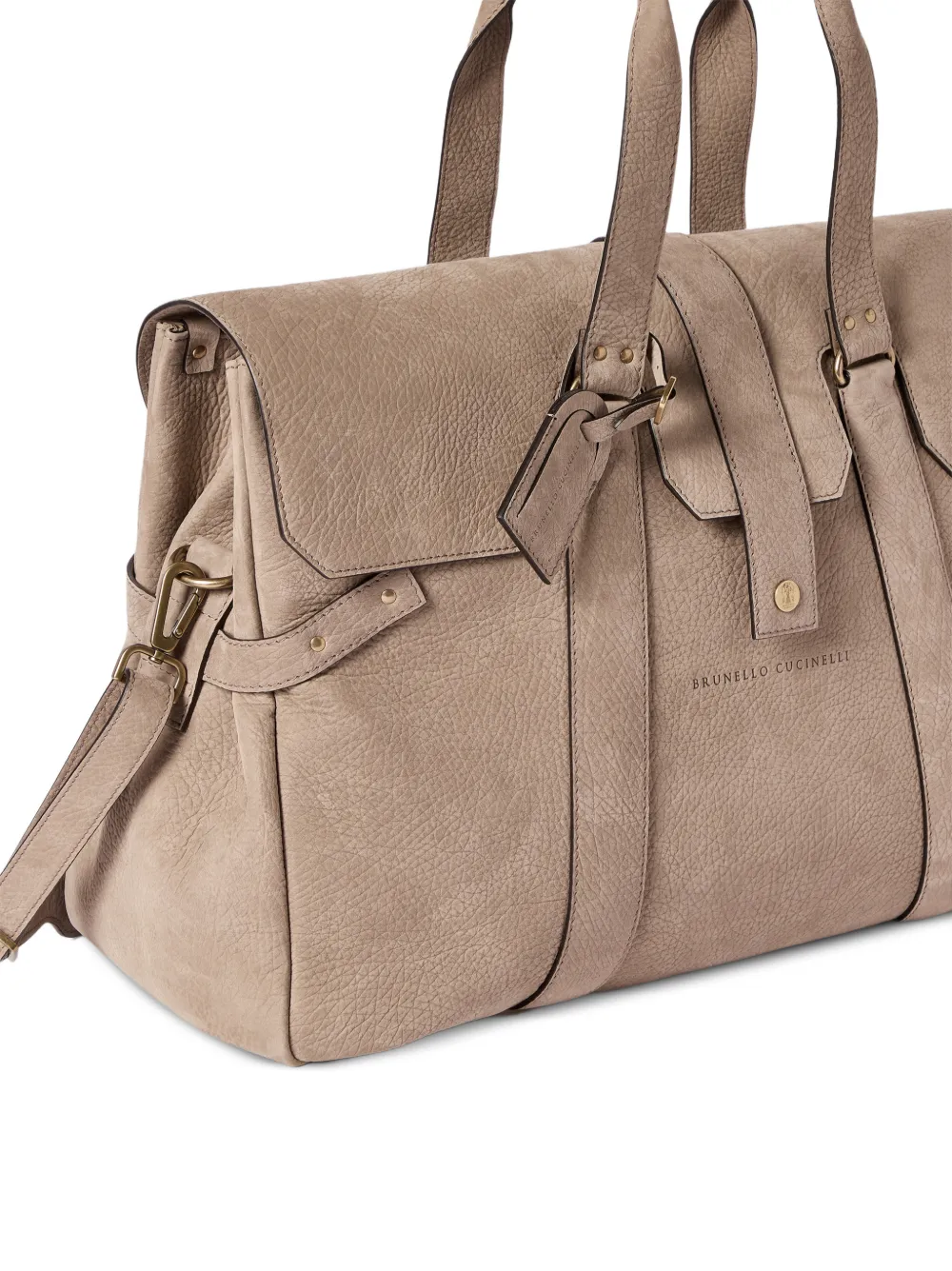 Brunello Cucinelli Nubuck weekendtas met textuur Beige