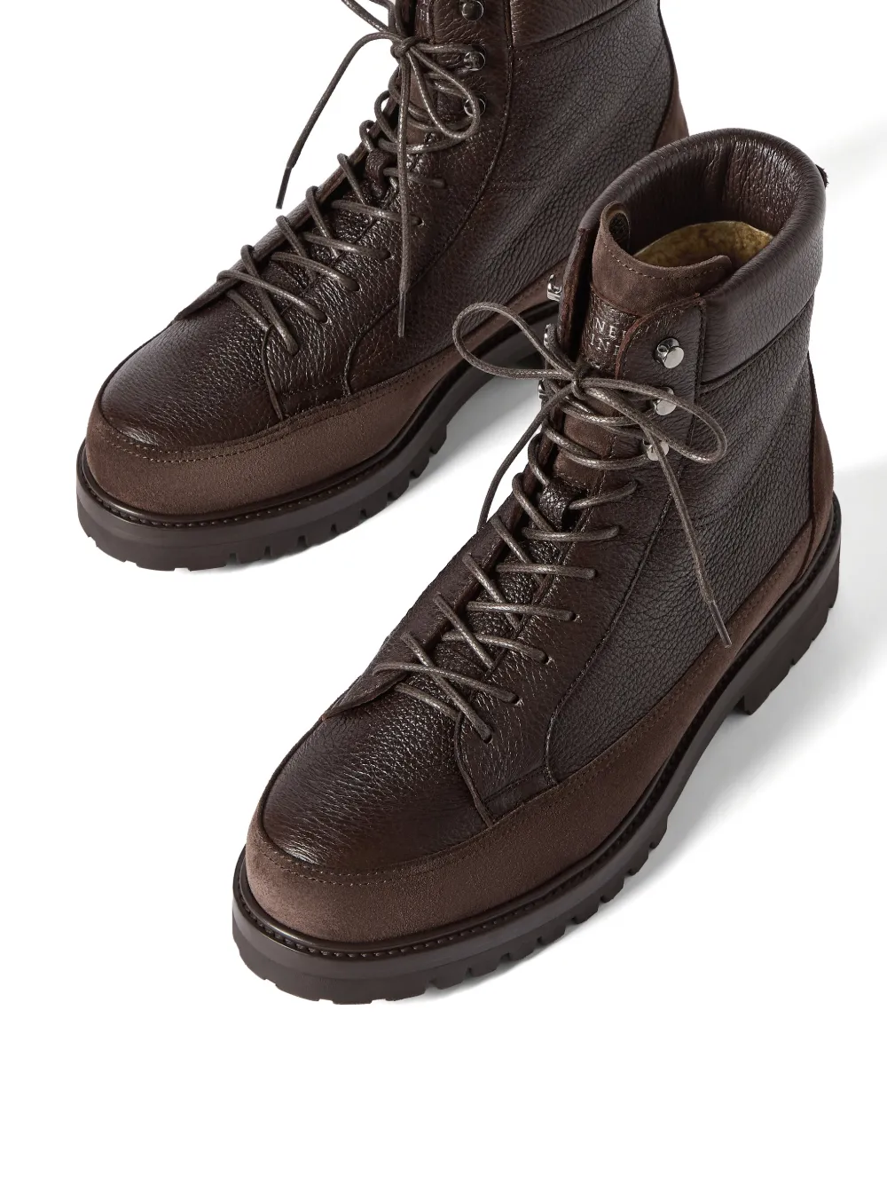 Brunello Cucinelli grained-leather suede boots Bruin