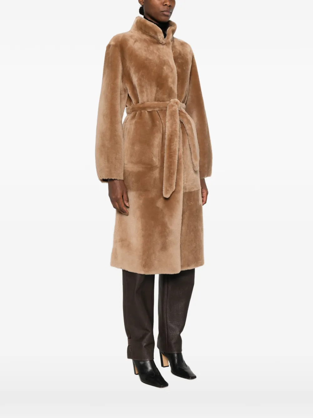 Suprema x Eraldo lammy jas met ceintuur Beige