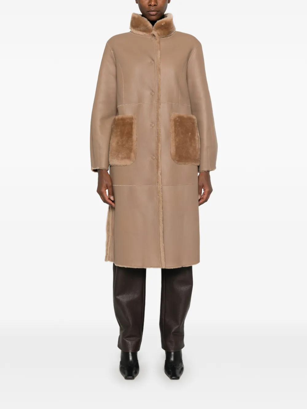 Suprema x Eraldo lammy jas met ceintuur Beige