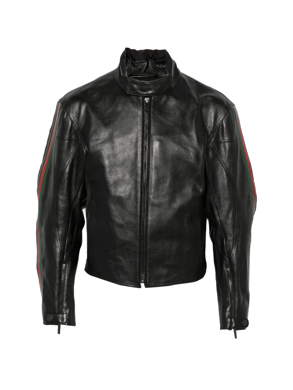 Gucci Zip-up Leather Jacket In 블랙