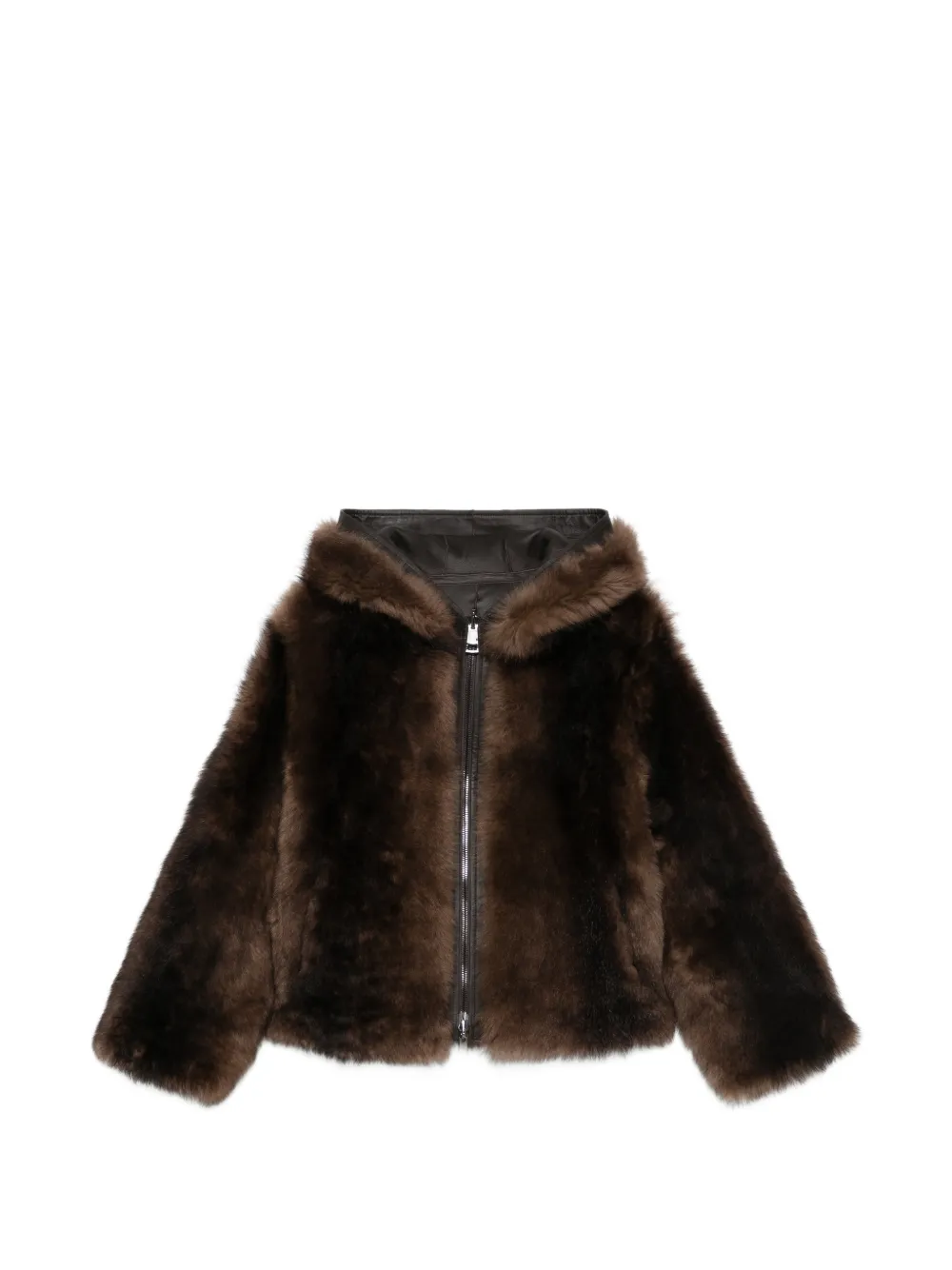 Suprema reversible hooded shearling jacket - Braun