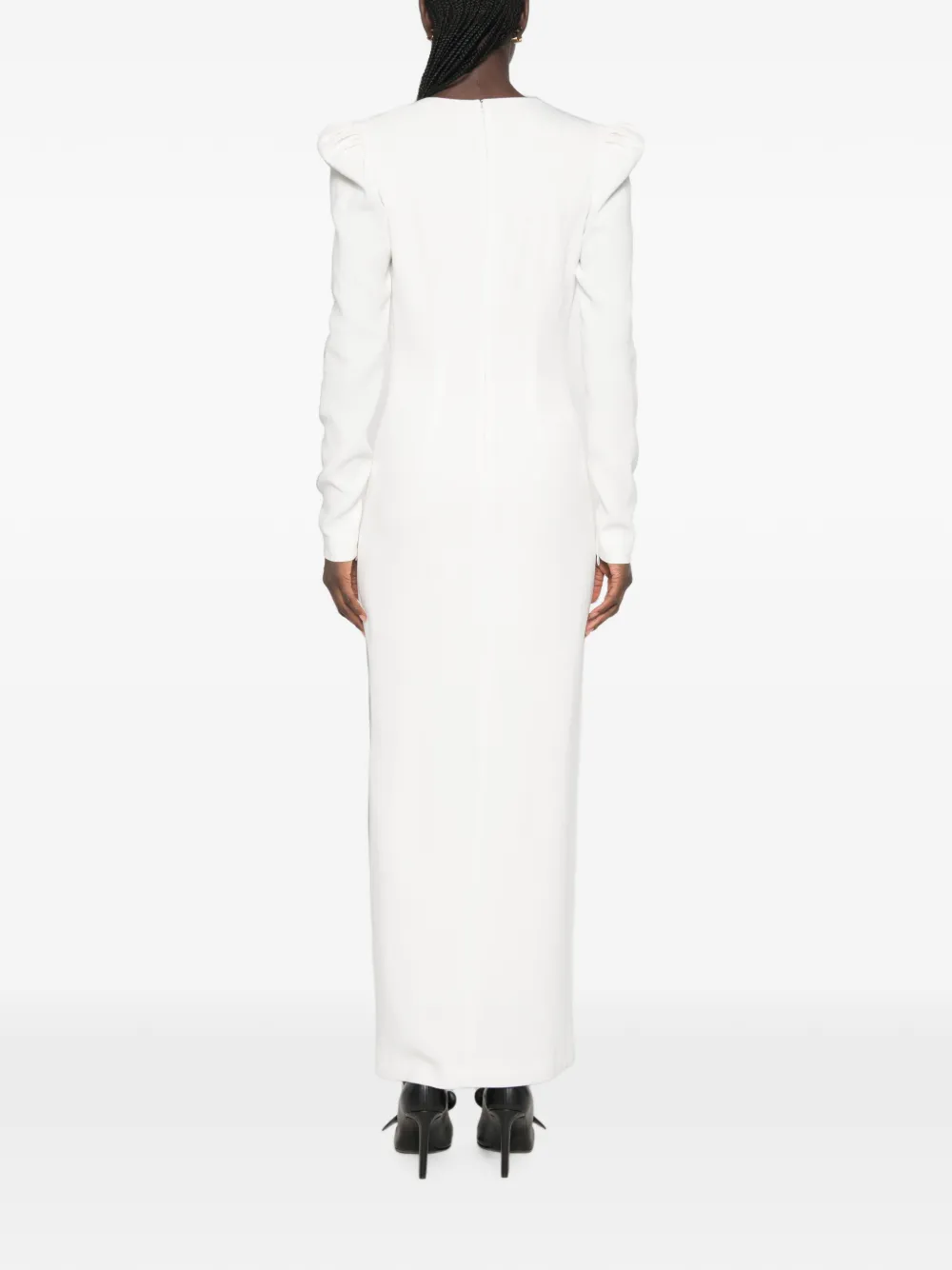 Alessandra Rich Jurk met pofschouders en strikdetail Wit