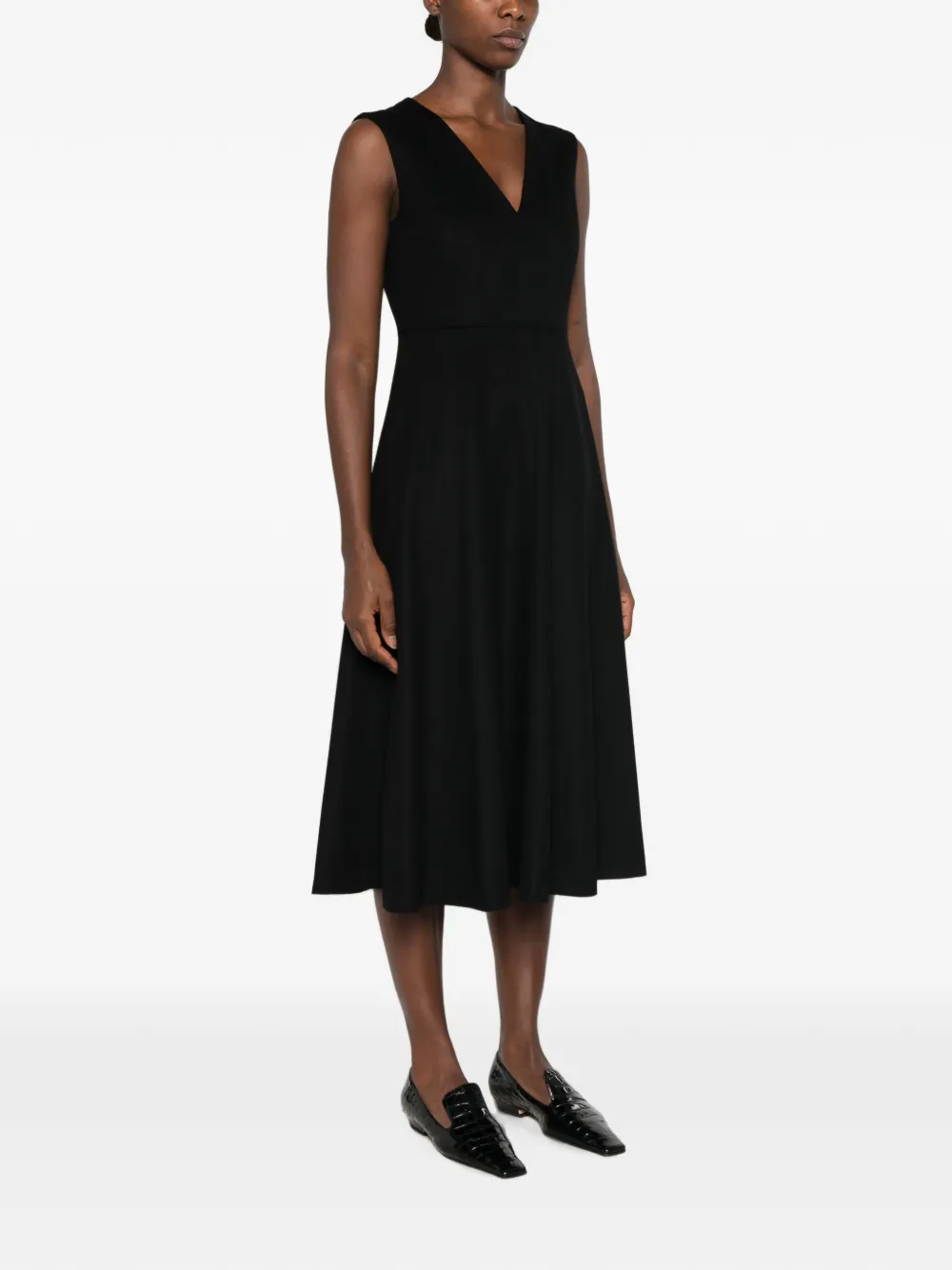 Max Mara Midi-jurk met V-hals Zwart