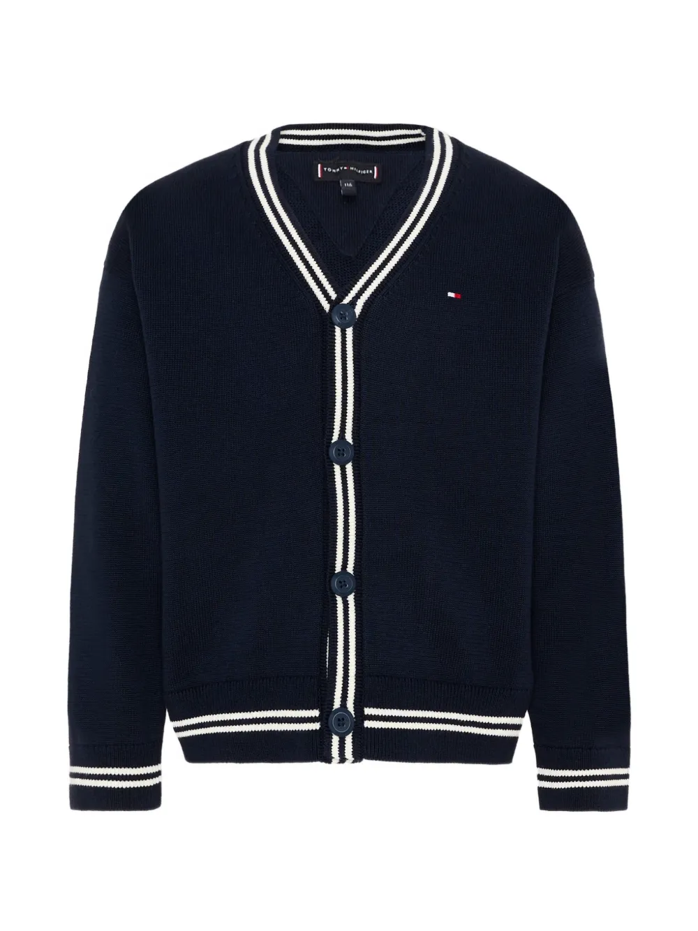 Tommy Hilfiger Junior striped-trim V-neck cardigan - Blu