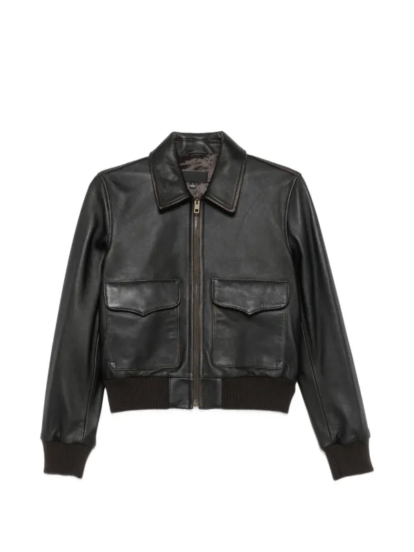 Nili Lotan Redley Zip-up Leather Jacket in Black