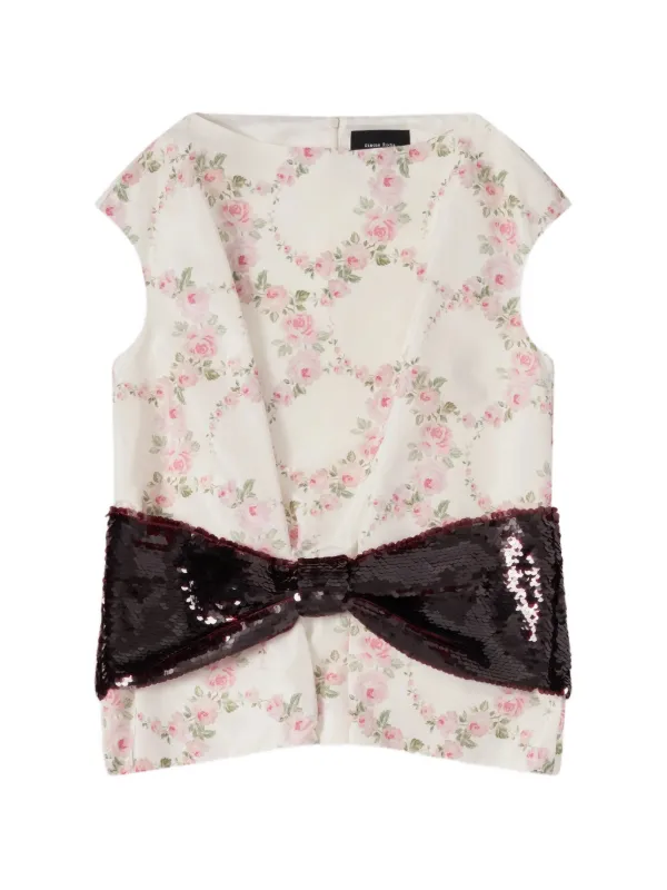 Simone Rocha Sequin-embellished Bow-detail Blouse in White