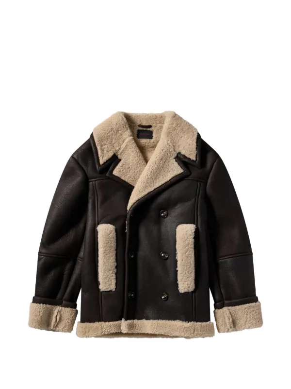 Simone Rocha Double-breasted Shearling Jacket in Brown