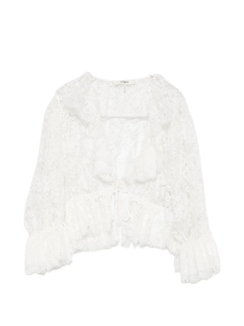 Chloé ruffled floral-lace blouse - Bianco