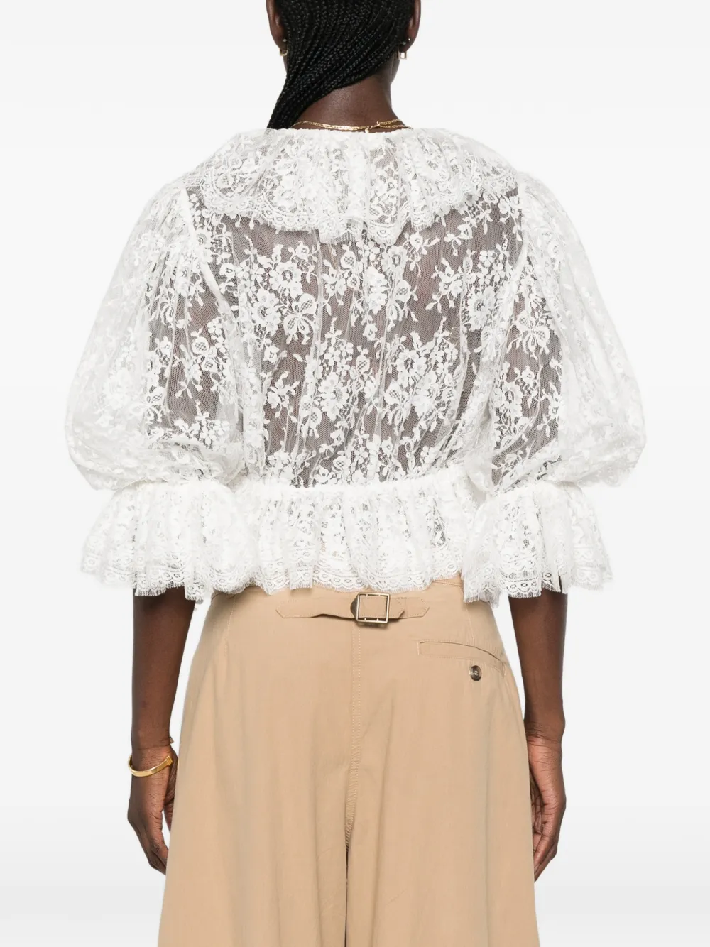 Chloé Cropped top met ruches en V-hals Wit