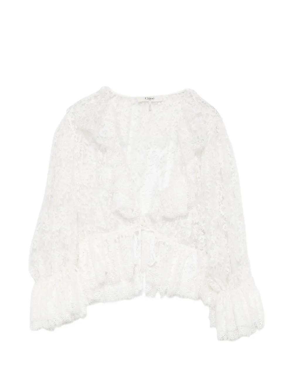 Chloé ruffled floral-lace blouse - Bianco