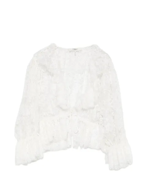 Chloé blusa con volantes y encaje floral